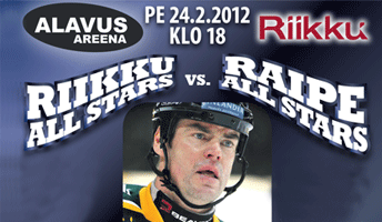 Riikku All Stars vs. Raipe All Stars Alavus Areenalla pe 24.2. klo 18.