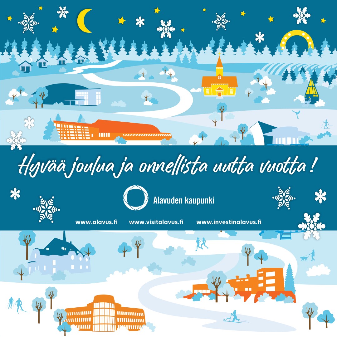 Alavuden kaupunginvirasto on suljettu 22.12.2025-4.1.2026. Rauhallista joulun aikaa ja hyvää uutta vuotta 2026!