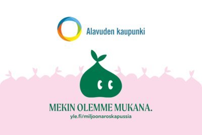 Yle järjestää tänä keväänä Miljoona roskapussia -kampanjan, jossa myös Alavuden kaupunki on mukana. Kampanja starttaa 13.4. ja kestää 14.6.2023 saakka.
