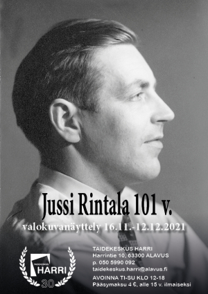Jussi Rintala 101 v. valokuvanäyttely Taidekeskus Harrissa Alavudella 16.11.-12.12.2021