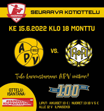 Montulla pelataan keskiviikkona 15.6.2022 klo 18 odotettu ykköspesiksen paikalliskamppailu APV - Alajärven Ankkurit!