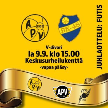 Alavuden Peli-Veikot eli APV viettää 70-vuotisjuhlavuottaan toiminnan merkeissä. Tervetuloa juhlaotteluihin!