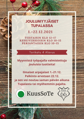 Joulumyyjäiset Alavudella Tupalassa 1.-22.12.2021