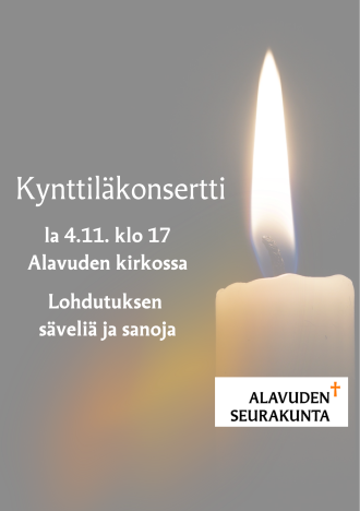 Tervetuloa kuuntelemaan musiikkia kynttilän valossa lauantaina 4.11.2023 klo 17 Alavuden kirkkoon.