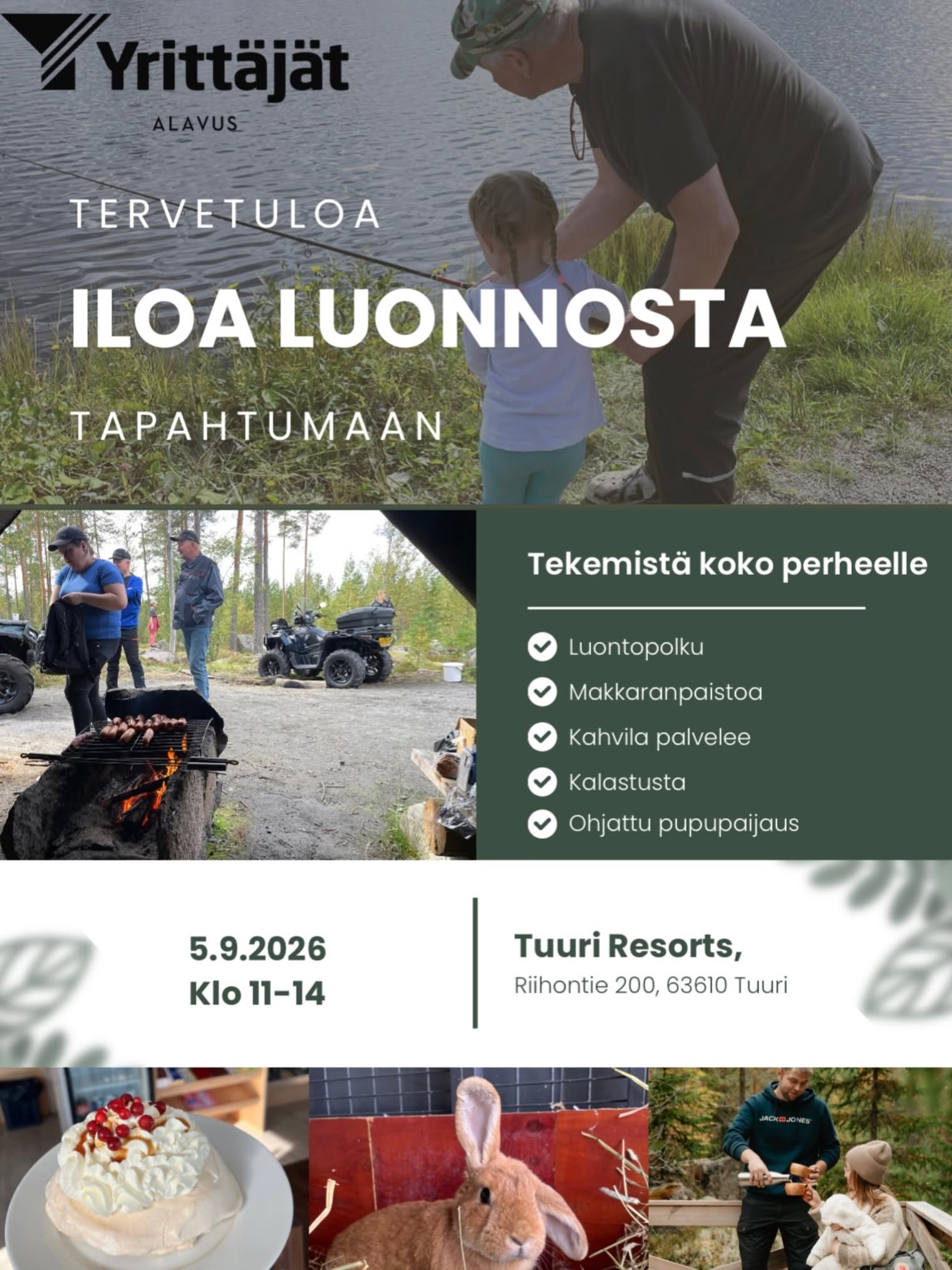 Iloa luonnosta -tapahtuma lauantaina 5.9.2026 klo 11-14 Tuuri Resortsin alueella.