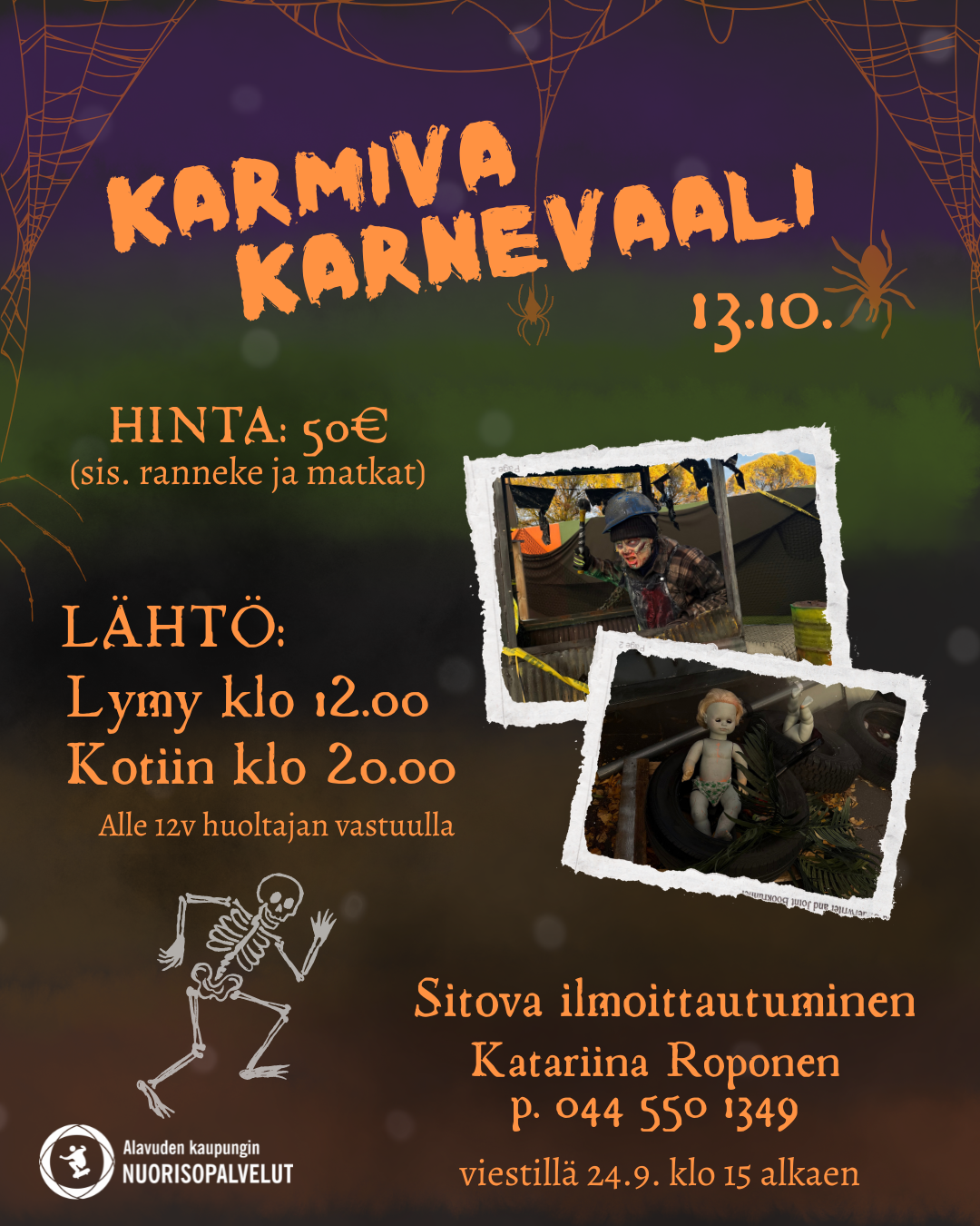 Matka Alavudelta Karmivaan karnevaaliin Tampereen Särkänniemeen tiistaina 13.10.2026.