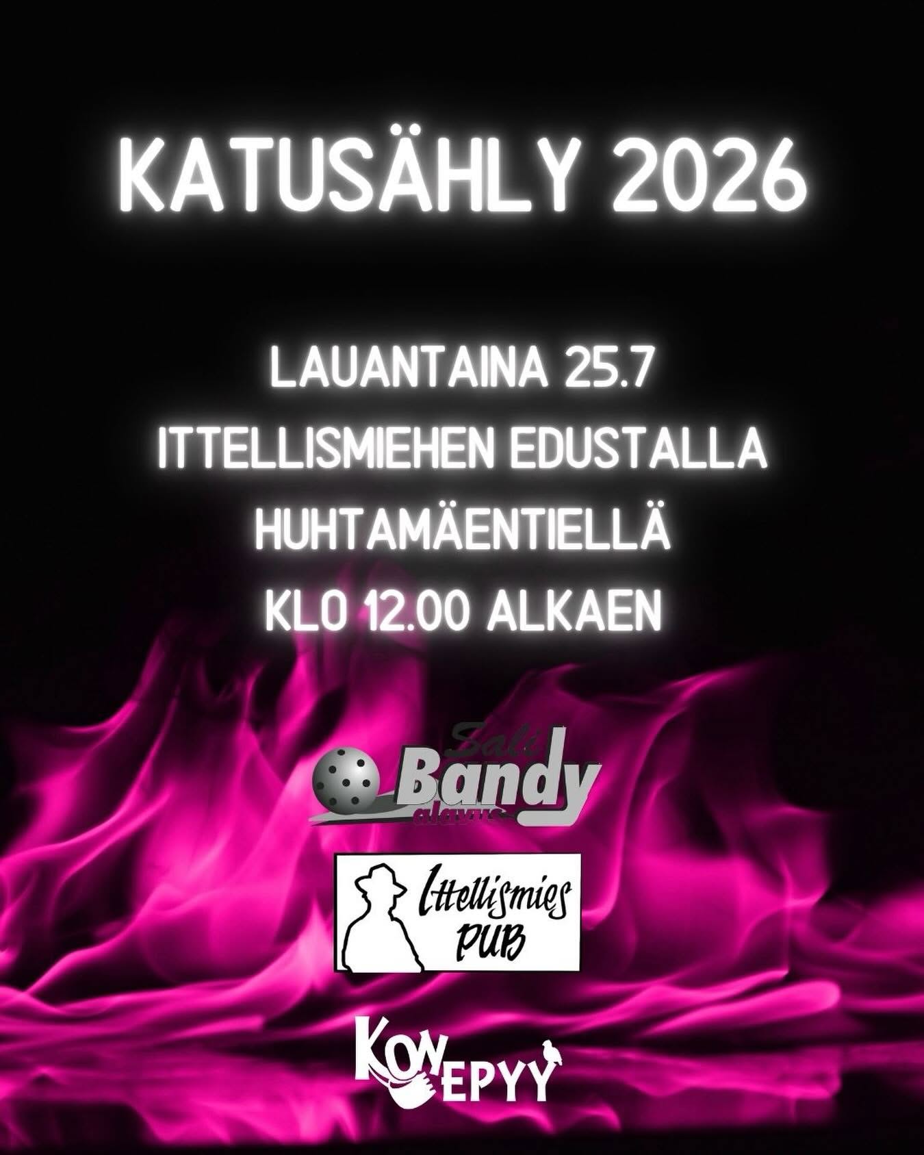 Katus&auml;hlyturnaus lauantaina 25.7.2026 klo 12 alkaen Alavudella Huhtam&auml;entiell&auml;.