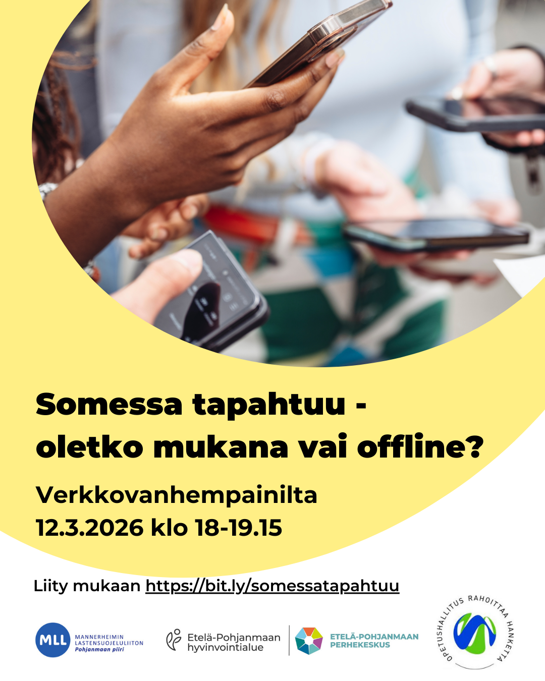 Verkkovanhempainilta "Somessa tapahtuu - oletko mukana vai offline?" to 12.3. klo 18.00-19.15 (Teams).