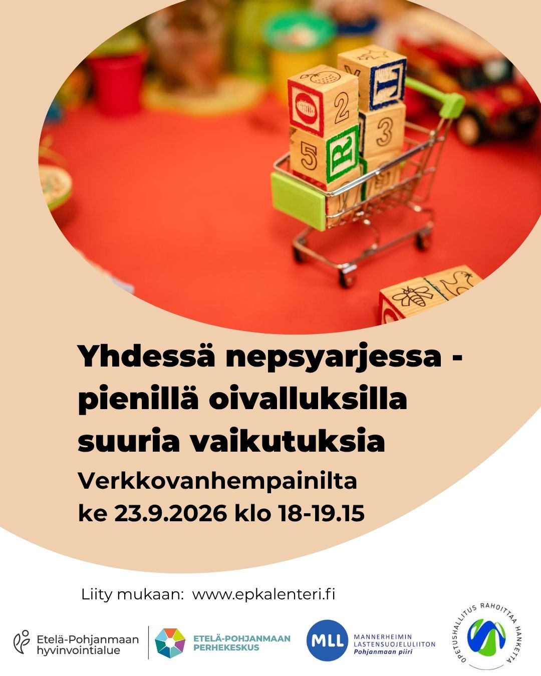 Verkkovanhempainillassa 23.9.2026 klo 18.00-19.15 kuullaan lapsen kokonaisvaltaisen hyvinvoinnin rakentumisesta kotona ja koulussa. (Teams-tilaisuus).