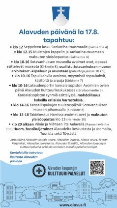 Alavuden p&auml;iv&auml;n&auml; lauantaina 17.8.2024 tarjolla monenlaista ohjelmaa.
