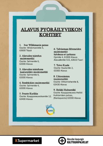 Alavuden Py&ouml;r&auml;ilyviikon kohteet 13.-16.8.2024.