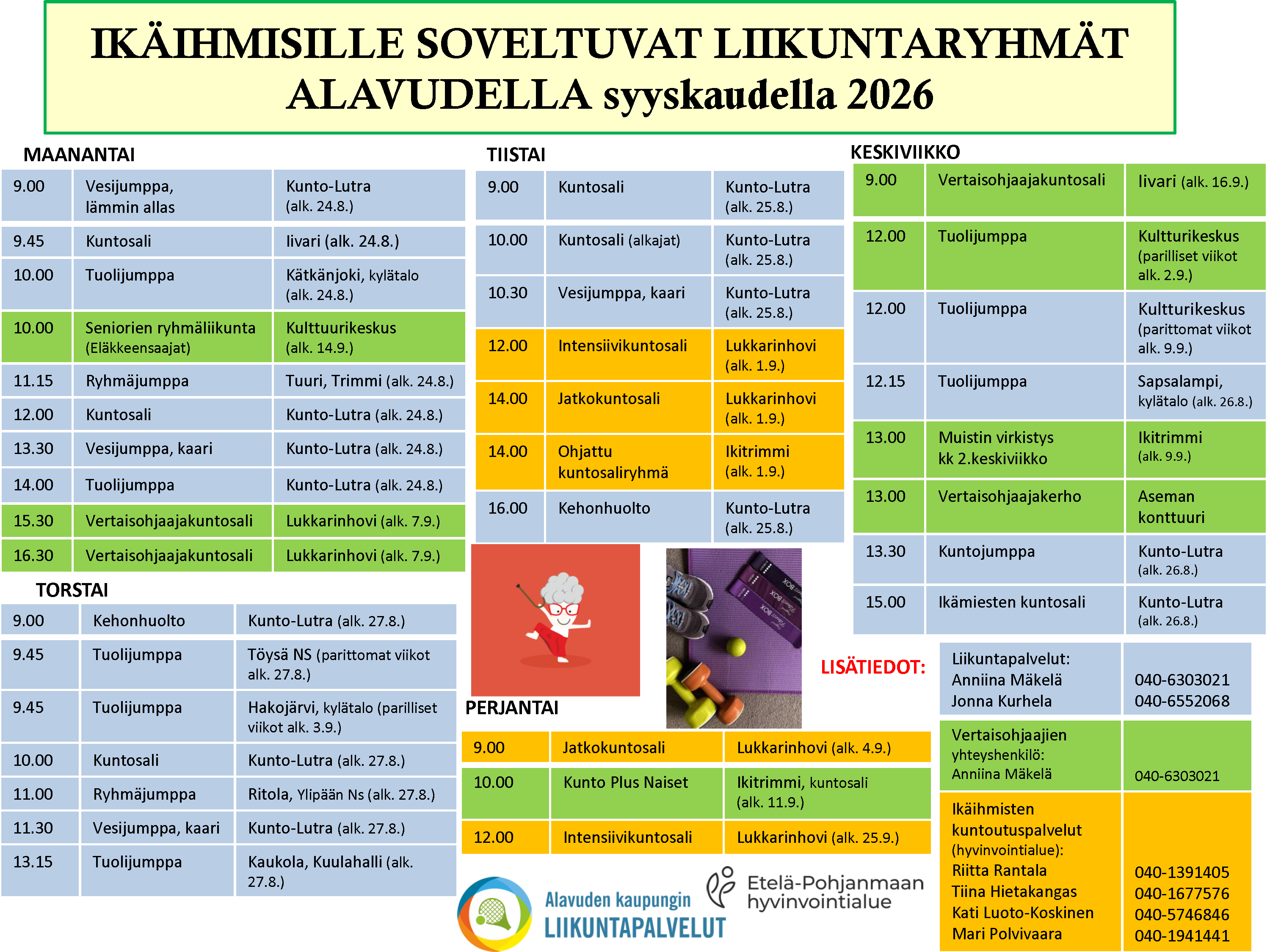 Ikäihmisilel soveltuvat liikuntaryhmät 2026
