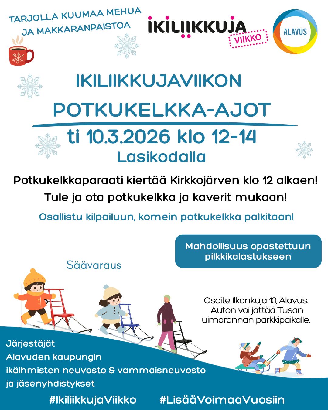 Potkukelkka-ajot tiistaina 10.3.2026